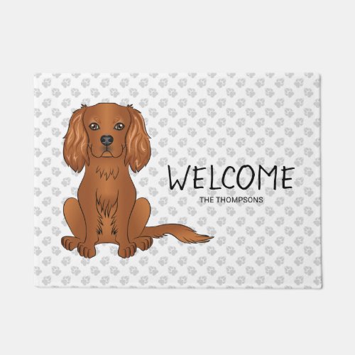 Ruby Cavalier King Charles Spaniel  Text Doormat