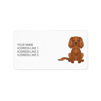Ruby Cavalier King Charles Spaniel &amp; Text Label
