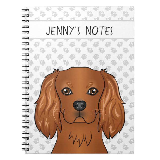 Ruby Cavalier King Charles Spaniel & Text Notebook (Front)