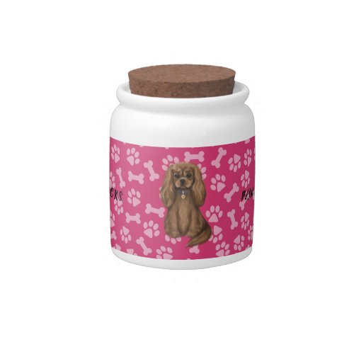 Ruby Cavalier King Charles Spaniel Treat Jar