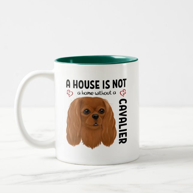 Ruby Cavalier King Charles Spaniel   Two-Tone Coffee Mug (Left)