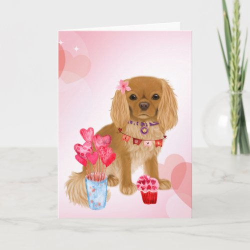 Ruby Cavalier King Charles Spaniel Valentine Card