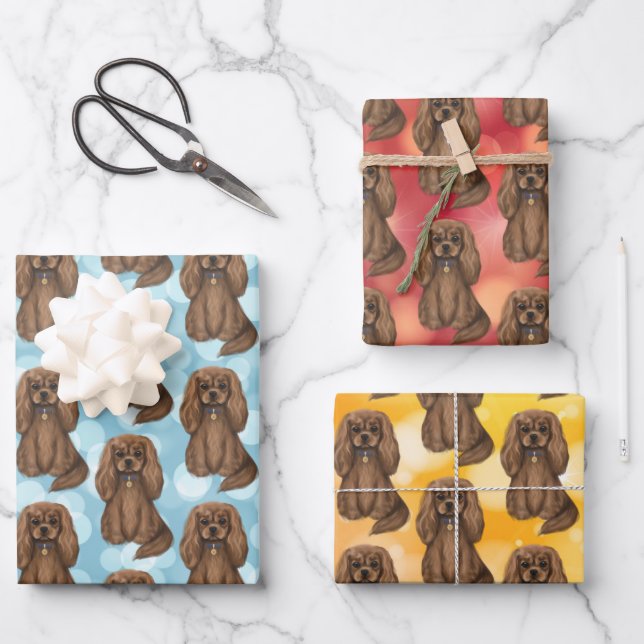 Ruby Cavalier King Charles Spaniel   Wrapping Paper Sheets (Front)