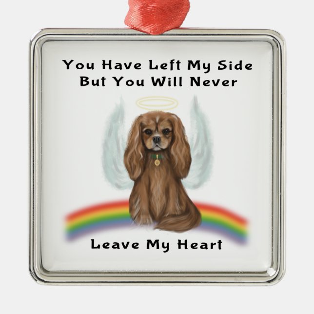 Ruby Cavalier Pet Loss Memorial Gift Metal Ornament (Front)