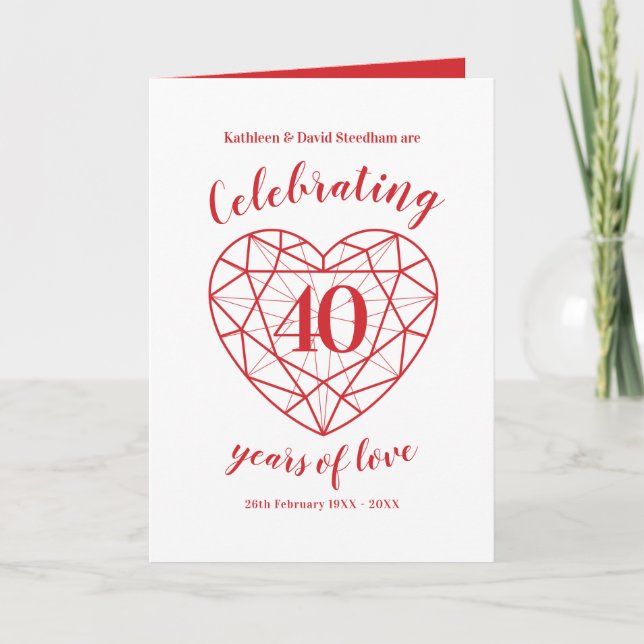 Ruby celebrating 40 years of love 40th anniversary invitation (Front)