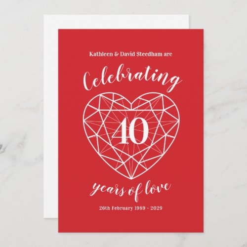 Ruby celebrating 40 years of love party invites