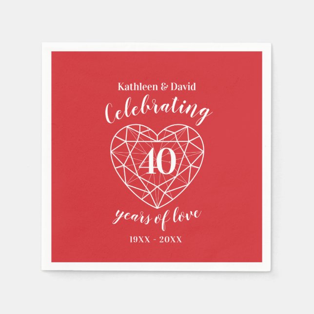 Ruby celebrating 40 years of love party napkins (Front)