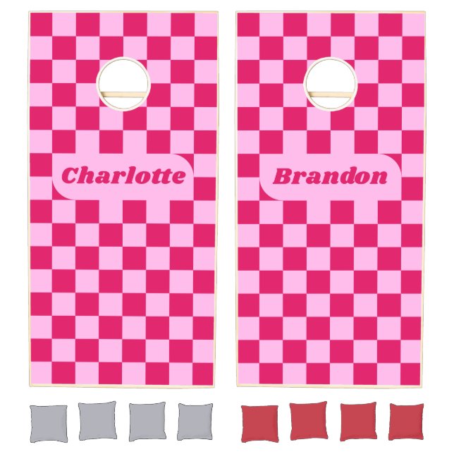 Ruby Checker with Names Cornhole Set (Set)