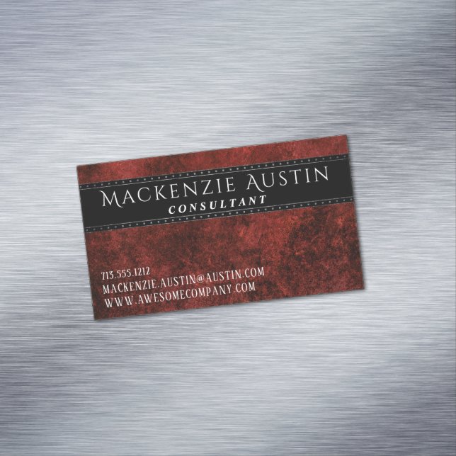 Ruby Crimson Red | Classic Grunge Professional Business Card Magnet (In Situ)
