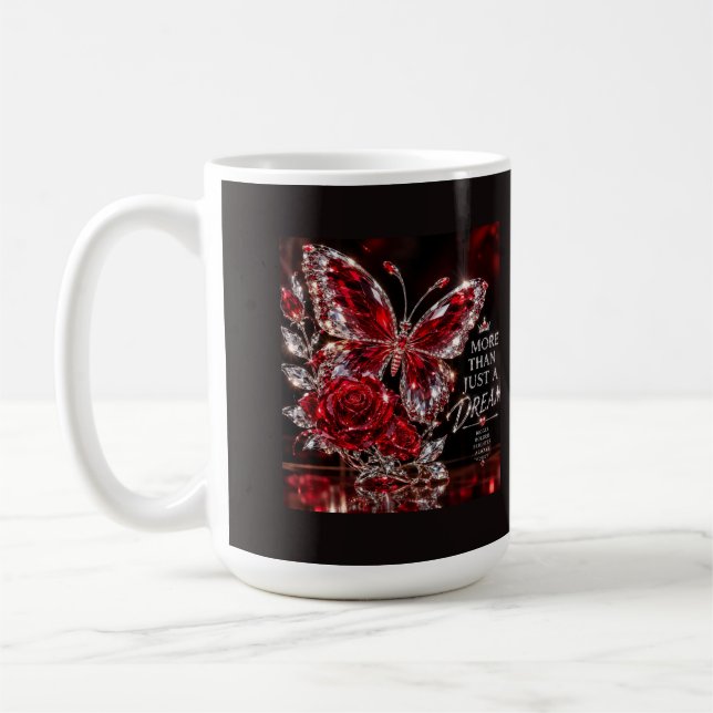 Ruby Crystal Butterfly & Rose Coffee Mug (Left)