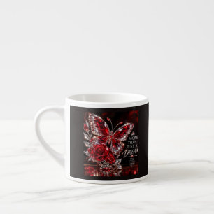 Ruby Crystal Butterfly & Rose Espresso Cup