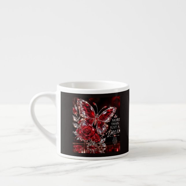 Ruby Crystal Butterfly & Rose Espresso Cup (Left)