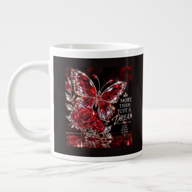 Ruby Crystal Butterfly & Rose Giant Coffee Mug (Left)