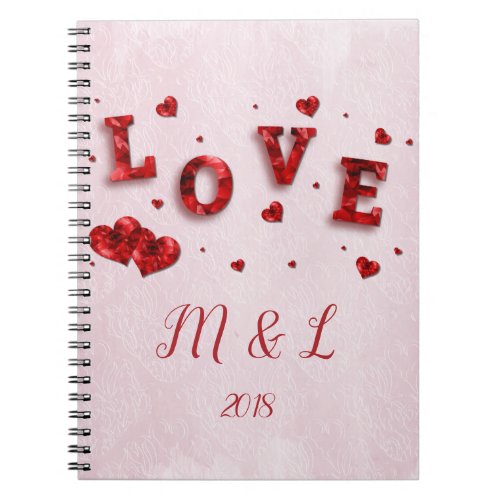 Ruby Crystal Love and Hearts Notebook
