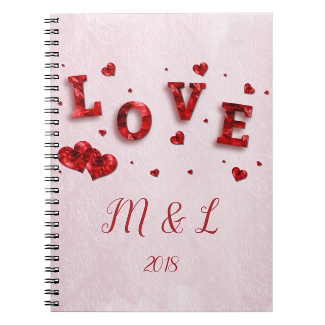 Ruby Crystal Love and Hearts Notebook (Front)