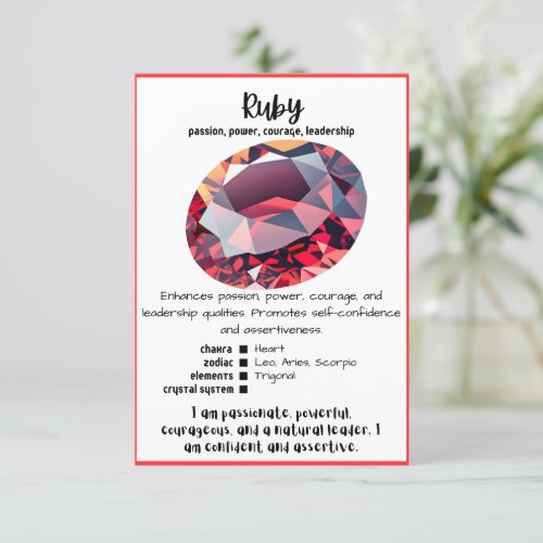Ruby Crystal Meaning Card