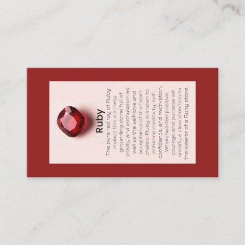 Ruby Crystal Meaning Jewelry Display Gemstone Business Card