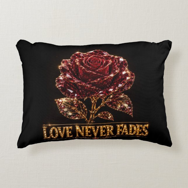 Ruby Crystal Rose – Love Never Fades Accent Pillow (Front)