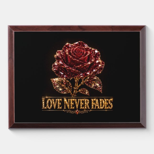 Ruby Crystal Rose – Love Never Fades Award Plaque (Horizontal)