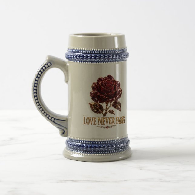 Ruby Crystal Rose – Love Never Fades Beer Stein (Left)