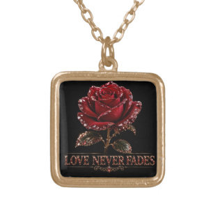Ruby Crystal Rose – Love Never Fades Gold Plated Necklace