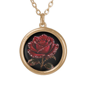 Ruby Crystal Rose – Love Never Fades Gold Plated Necklace