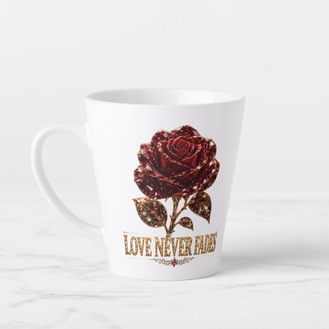 Ruby Crystal Rose – Love Never Fades Latte Mug (Left)