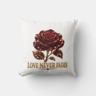 Ruby Crystal Rose – Love Never Fades Throw Pillow