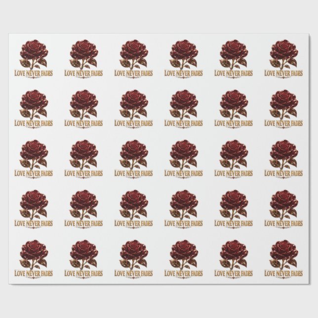 Ruby Crystal Rose – Love Never Fades Wrapping Paper (Flat)