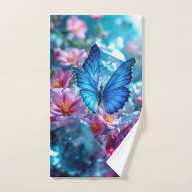 Ruby Crystals Garden Butterfly Hand Towel (Hand Towel)