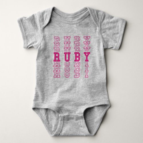 Ruby Cute Pink Custom Girly Name Baby Bodysuit
