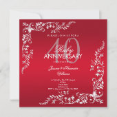 Ruby Decoration 40th Wedding Anniversary Invitation (Front)