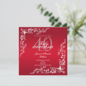 Ruby Decoration 40th Wedding Anniversary Invitation (Standing Front)