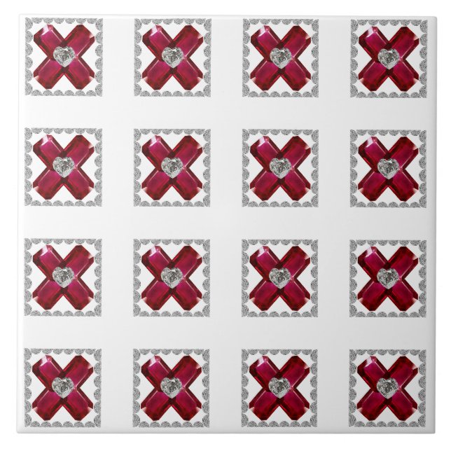 Ruby Diamond Art, Red Ceramic Tile (Front)