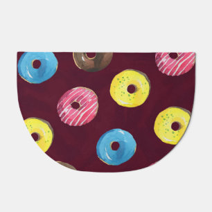 Ruby Donuts: Watercolor Seamless Pattern. Doormat