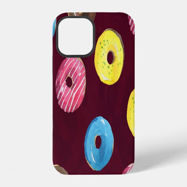 Ruby Donuts: Watercolor Seamless Pattern. Iphone Case (Back)