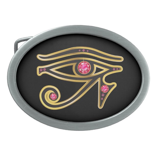 Ruby  Eye of Ra in Gold Oval Belt Buckle (Front)