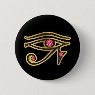 Ruby Eye of Ra in Gold Pinback Button