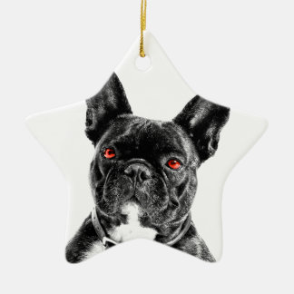 Ruby Eye'd Bulldog Ceramic Ornament