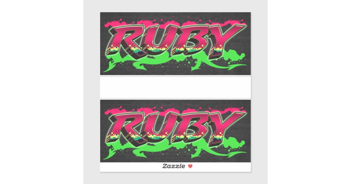 Ruby First Name Graffiti Sticker | Zazzle