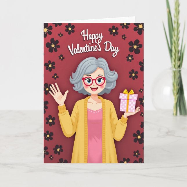 Ruby Floral Happy Valentines Card (Front)
