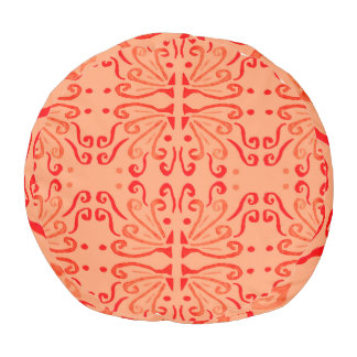 Ruby Floral: Tribal Geometric Pattern. Pouf