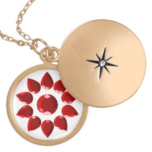 Ruby flower silver plated necklace