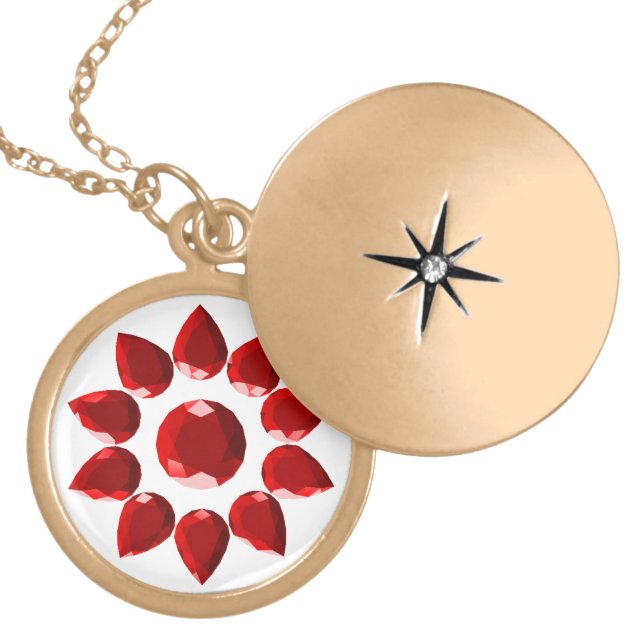 Ruby flower silver plated necklace (Front)