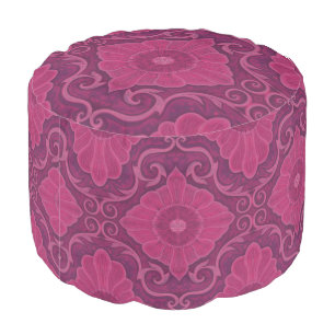 "Ruby flowers” floral arabesque pattern Pouf