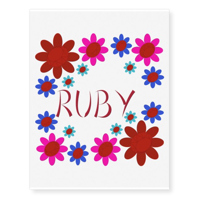 RUBY Flowers Temporary Tattoos (Front)