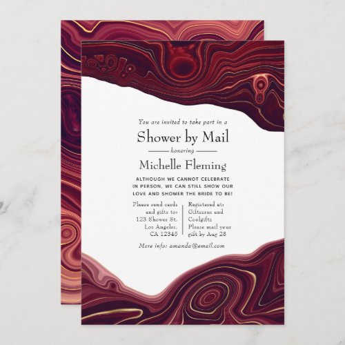 Ruby Garnet and Gold Strata Agate Shower by Mail Invitation