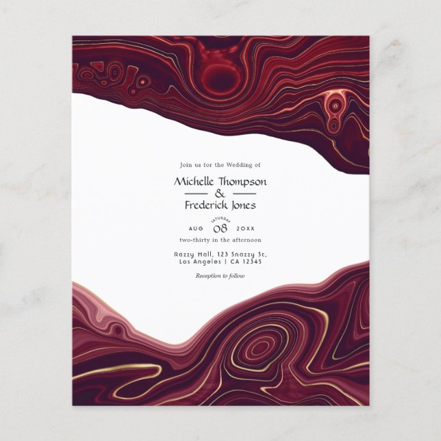 Ruby Garnet and Gold Strata Agate Wedding Flyer (Front)