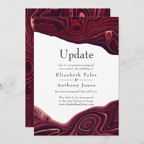 Ruby Garnet and Gold Strata Agate Wedding Update Invitation