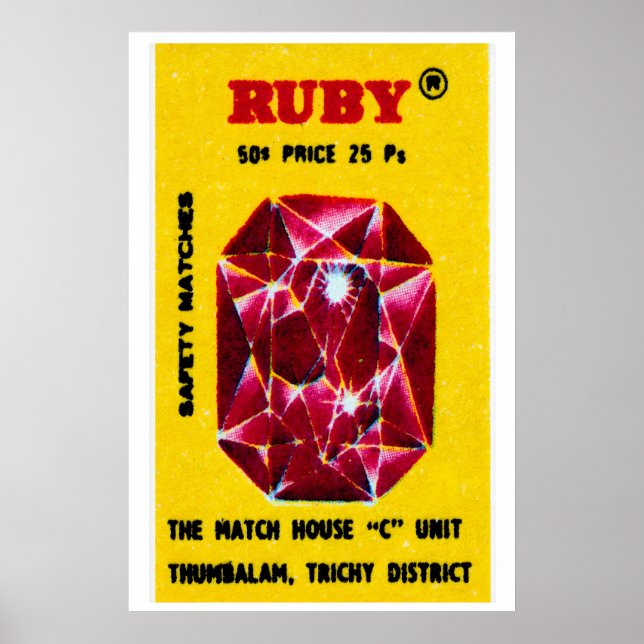 Ruby Gem - Matchbox Print - Aesthetic Wall Art (Front)
